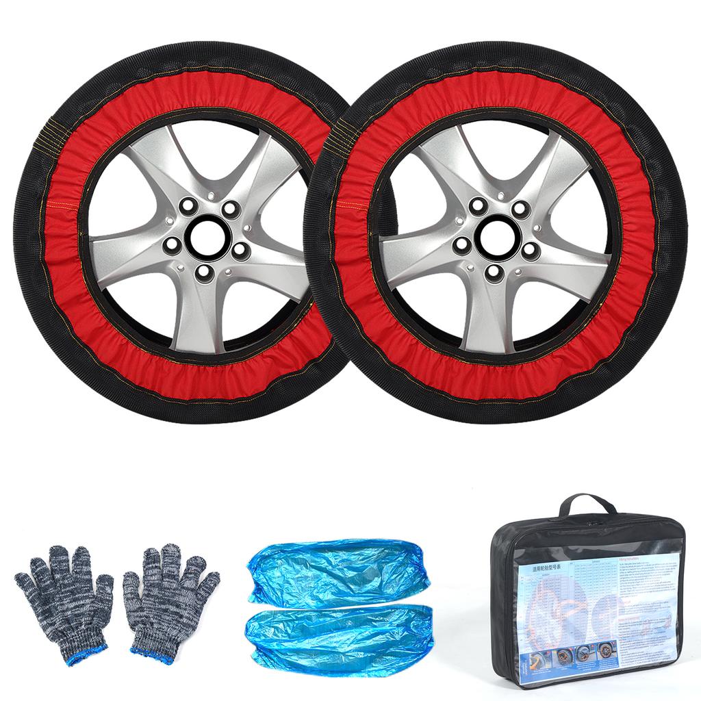 2pcs Automotive Snow Socks for Tires No Damaging Tire Hub Anti Slip Super Strong Low Temperature Tolerance, No Noise