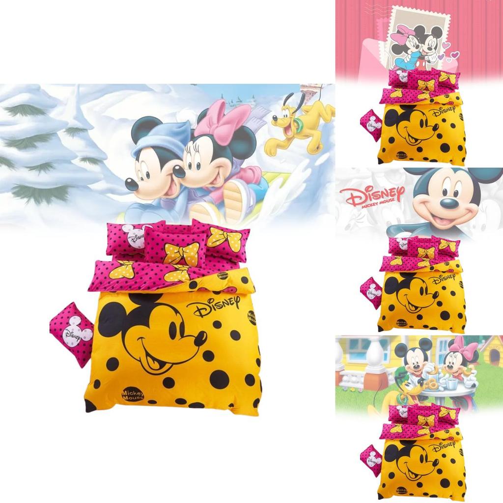 Mickey Mouse Kids Bedding Set With Long Staple Cotton Four Piece For Nursery And Toddler Room