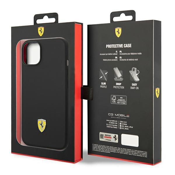 Ferrari Fehcp14Ssibbk Iphone 14 / 15 / 13 6.1 Czarny/Black Hardcase Silicone Metal Logo