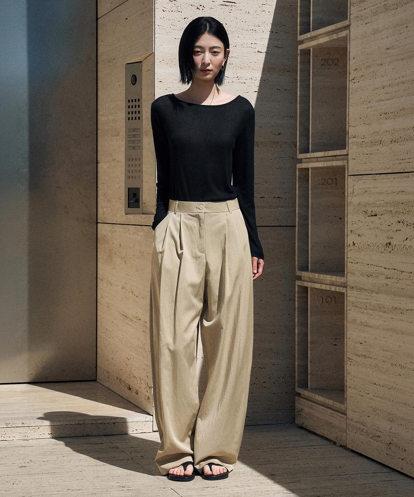 Siyajyu Sipt7197 Boyfit Curved Pants_Beige