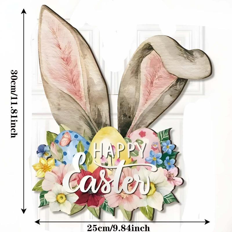 1PC 2025 Creative New Products Spring Flowers Rabbit Party Welcome Easter Wooden Listing