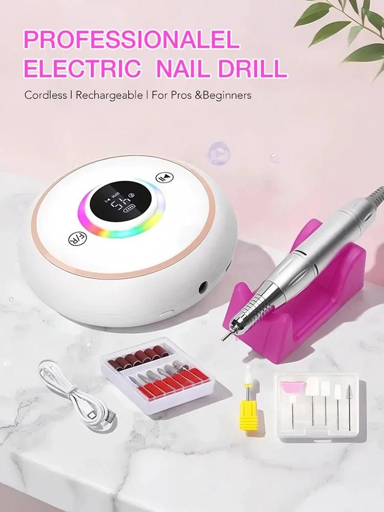 

DianaBeauty 45000RPM Nail Drill Machine Circular Nail Polisher with 12 Drill Bits Electric File USB Charging Nail Salon Tools USB