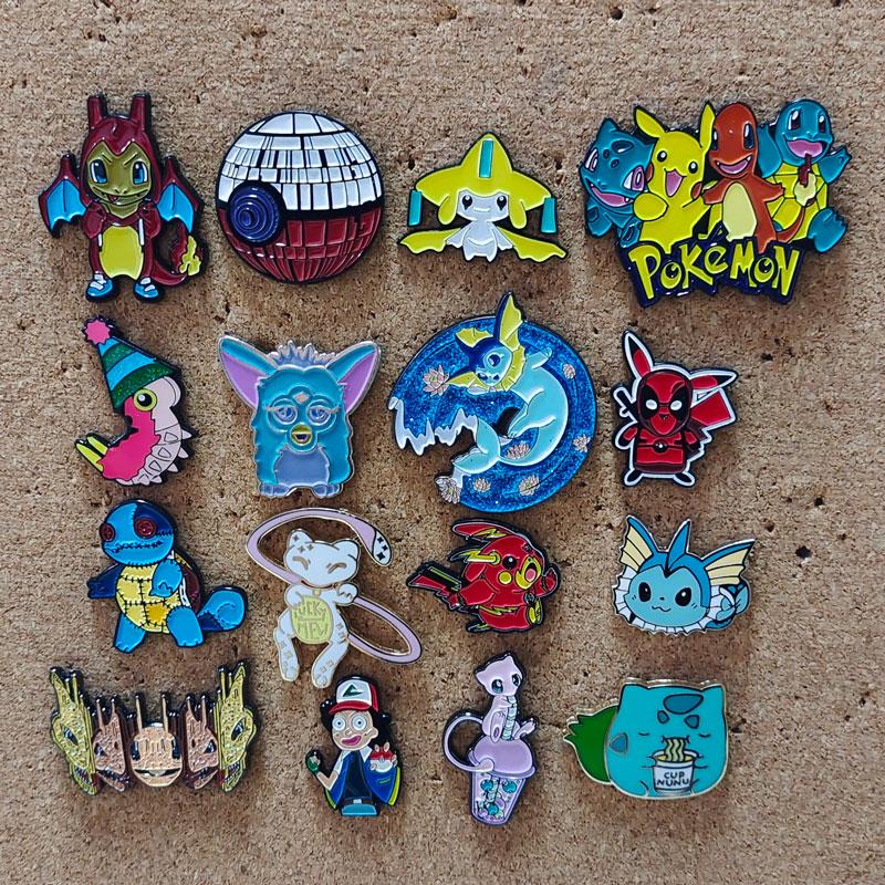 Pikachu Enamel Pins Bulbasaur Squirtle Brooches for Women Cartoon Badge on Backpack Hat Decoration Accessories