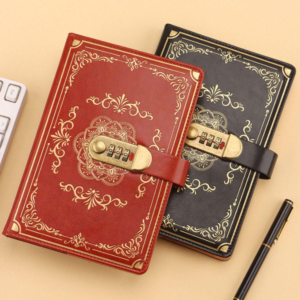 Flower Cover Journal Notebook With Lock PU Leather Personal Notebook Diary Writing Pads  Gift