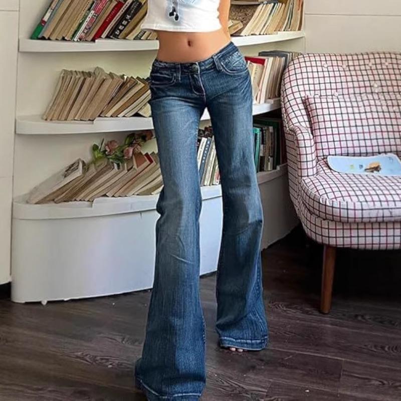 European and American retro Spice Girls flared pants slim and thin elastic jeans women's trousers