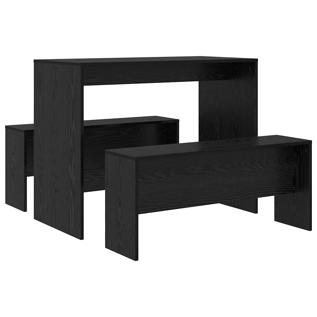 Dining Set 2 pcs Black Oak Effect Particleboard