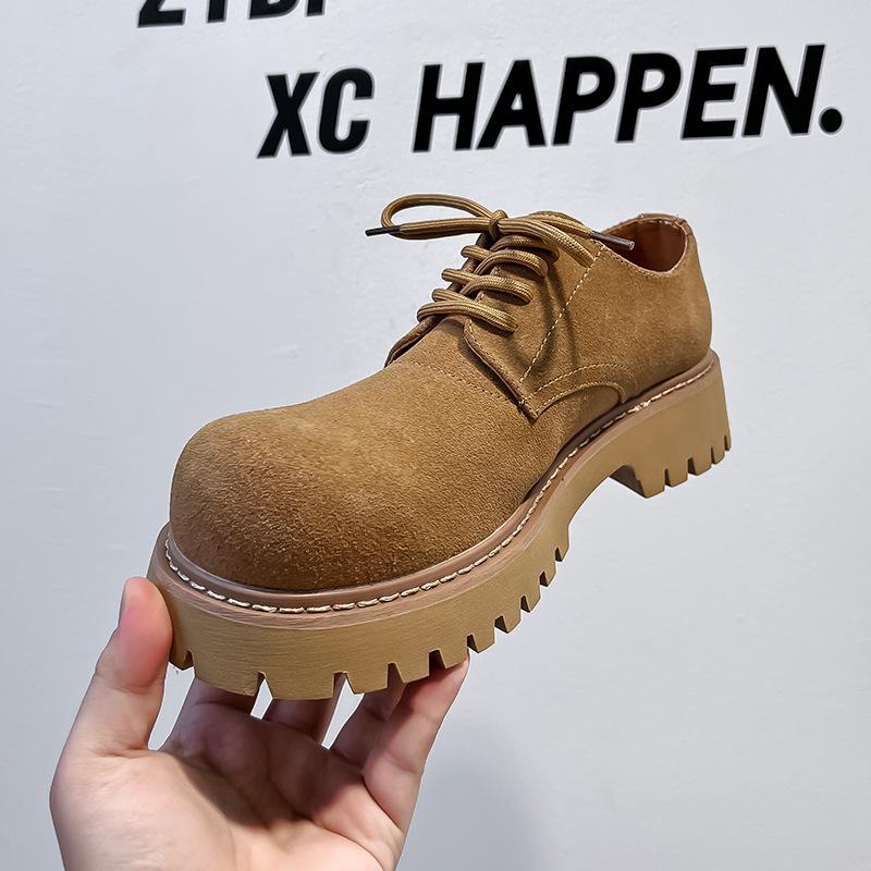 Rhubarb low-top Martin shoes 2024 British style big head thick-soled tooling shoes soft-sided leather shoes men 24288-A