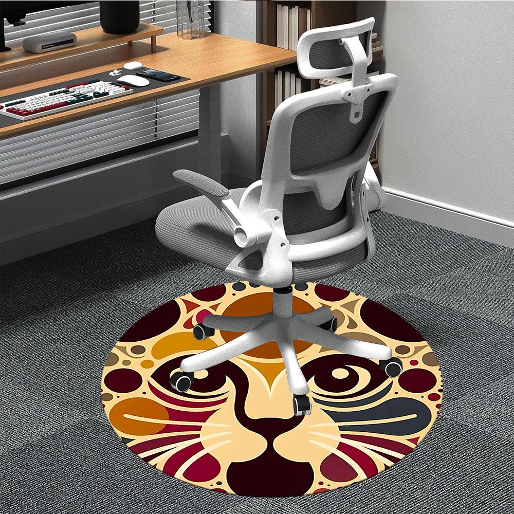 

1pc Lion Safari Office Round Area Rug, Indoor Mat Suitable For Office, Under Office Chairs Bedroom Living Room Home Decor, Room Deco 064 80cm by 80cm