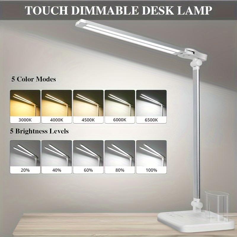 Adjustable Dual-Head LED Desk Lamp, Touch Control Table Light with Dimming Function and Foldable Design for Study & Office Use