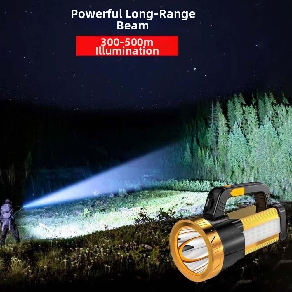 Dimmable Camping Searchlight with Side Lights Powerful Handheld Lantern Handheld Spotlight  Hiking