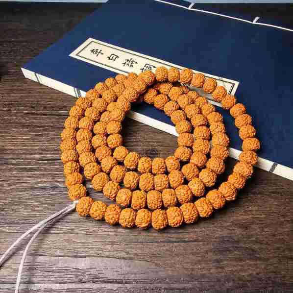 Handcrafted Dragon Scale Bodhi Seed Bracelet with Red Burst Finish