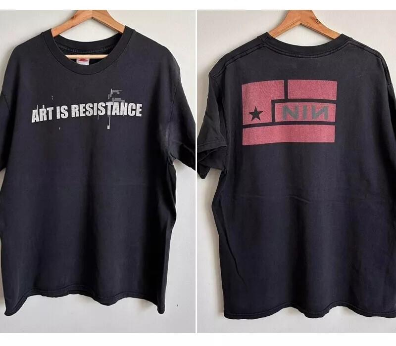 Nine Inch Nails Band Art Is Resistance 2 Side Black Unisex T shirt Reprint Unisex T-Shirt L
