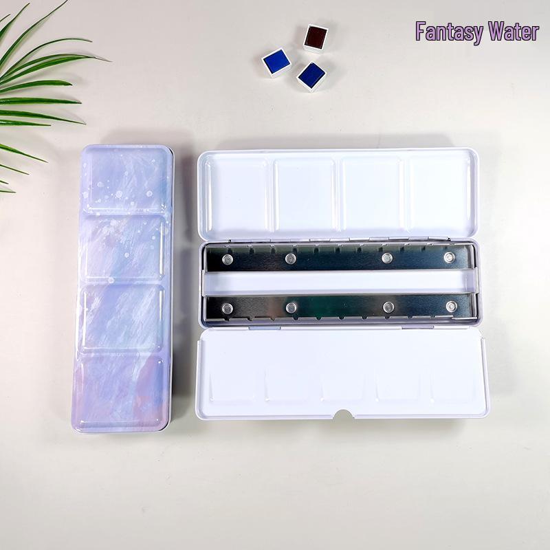 24-Color Tinplate Watercolor Paint Box with Card and Brush Holder