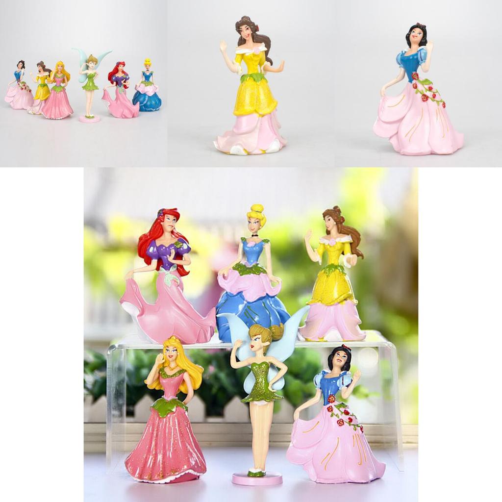 6pcs Disney Princess Figures Toy Set With Cinderella Aurora And Belle For Cake Decoration