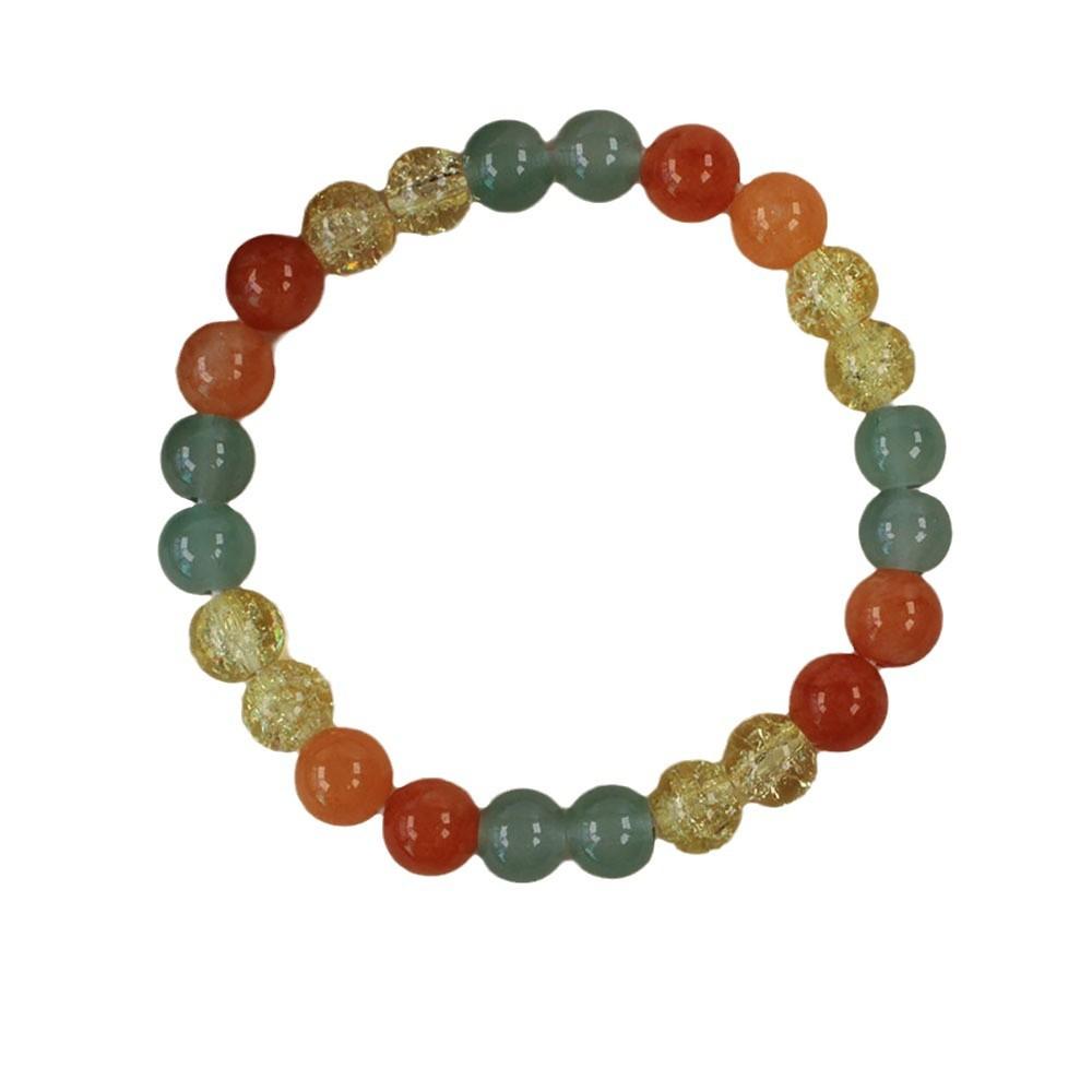 Festive Gifts Green Aventurine Red Agate And Citrine Crackle Crystal Beaded Bracelet Fresh Fashion Jewelry Daily Wear Simple Versatile Accessory