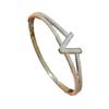 18K Gold Plated Zircon Oval Textured Bangle - Luxury High-End Bracelet for Fashion and Commuting