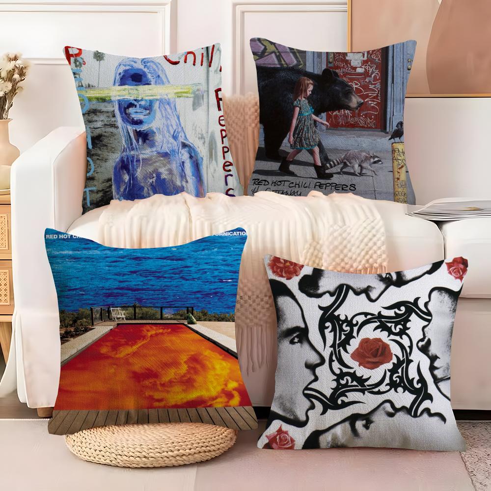Hot Chili PPeppers Band Cushion Cover Soft Plush Fabric DoubleSided Printed Sofa Cushion Cover for All Seasons Home Decor Gift