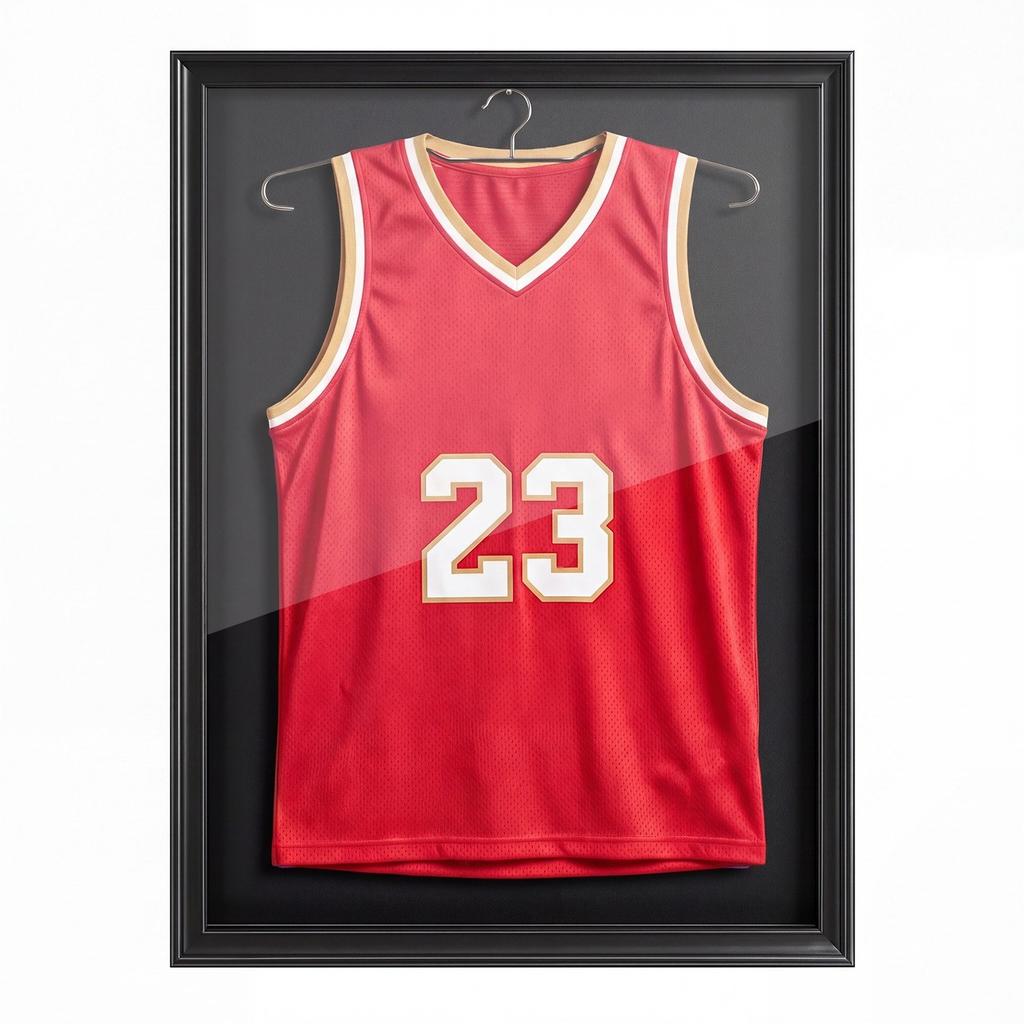 Jersey Frame Display Case, 79.5x 59x 4 Cm, Wooden Sport Jersey Shadow Box with 98% UV Protection PC Panel and Hanger, Magnetic Lock, for Baseball