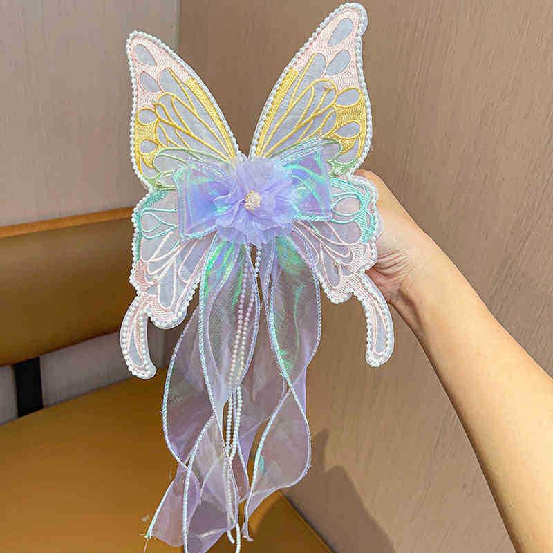 Cute Big Bow Princess Style Girl Woven Hair Strap Hair Clip With Long Tail Headwear Hair Accessories