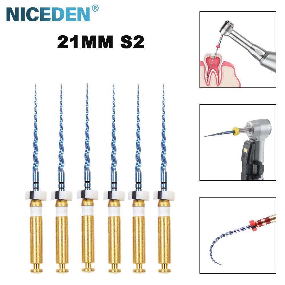 Niceden 6 szt. Silnik pilników endodontycznych NiTi do kanałów korzeniowych, stożkowe narzędzia stomatologiczne, elastyczne