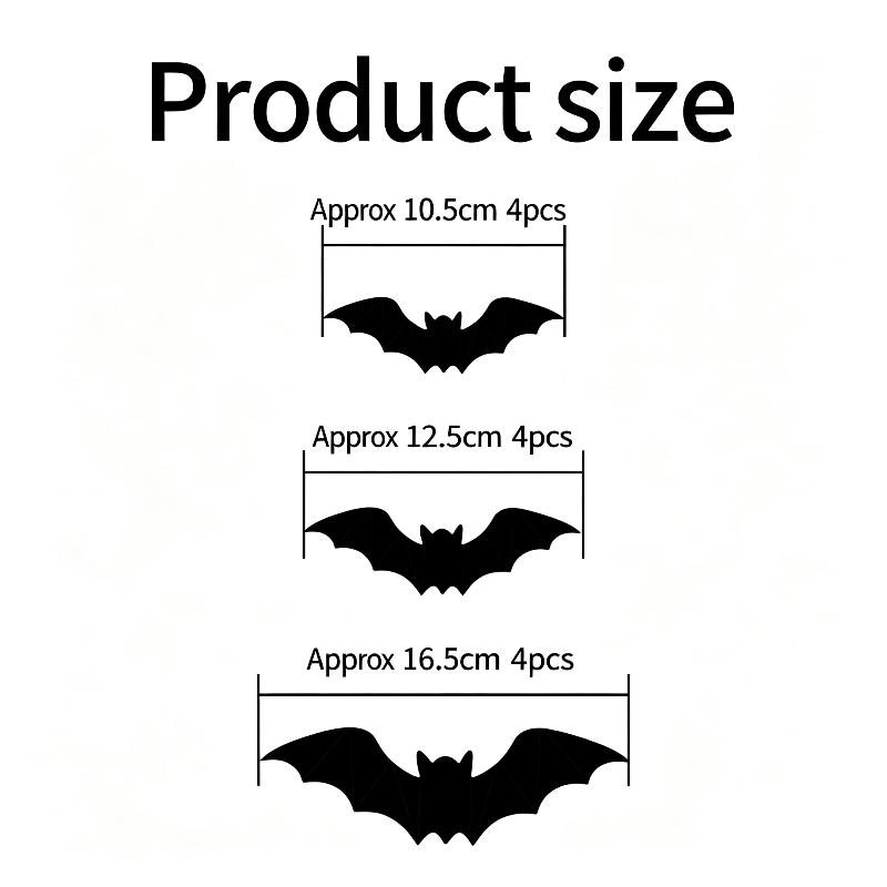 3D PET Glowing Bat LED Wall Stickers 12/24 PCS No Damage to Wall Decals for Halloween Family Gathering Party Decor