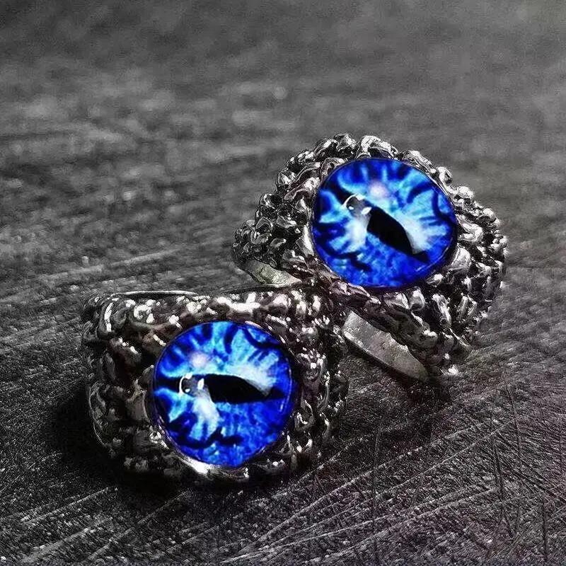 Anelli Occhio di Drago Malvagio Creativi alla Moda per Personalità Maschile Punk Colori Anello Gioielli Accessori Bar Night Club da Uomo Regali
