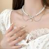 Dark Zircon Cross Beaded Necklace for Women, Long Summer Style Neck Chain, Trendy and Versatile Collar Chain, Instagram Style