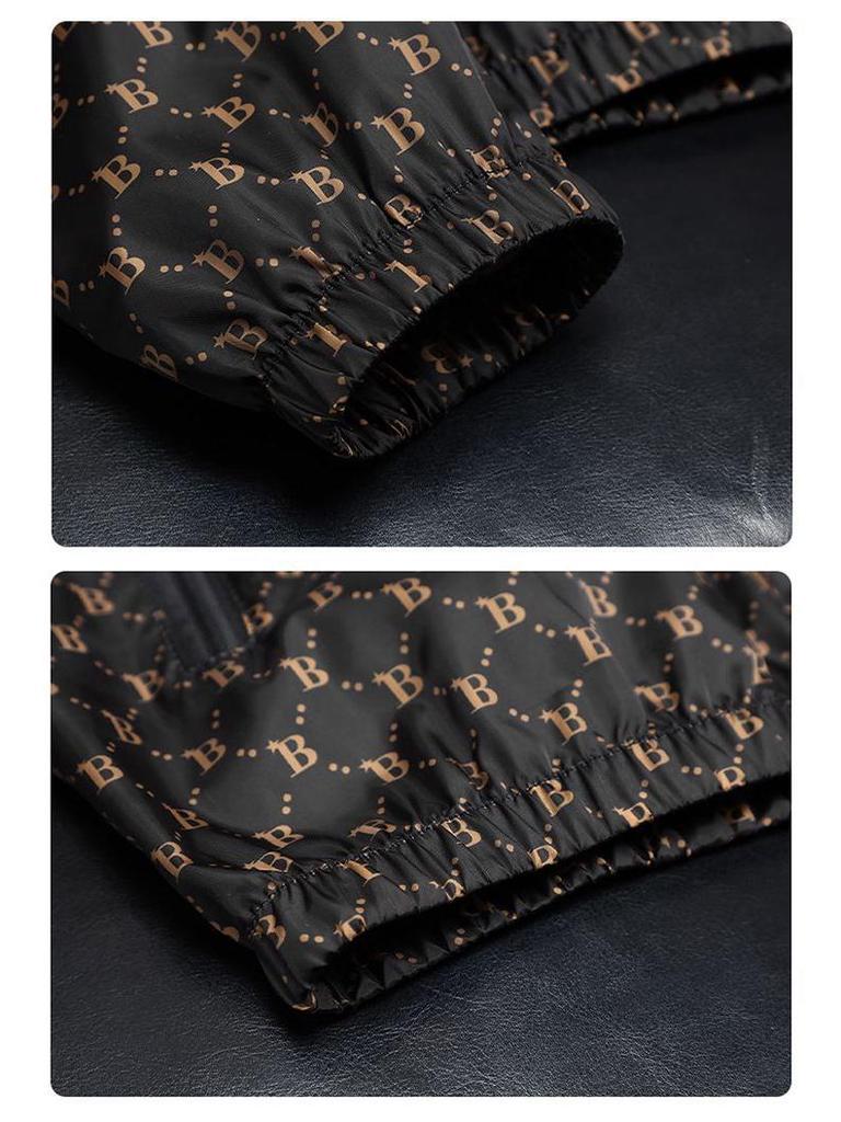 Men's 2025 Trendy Windproof Double-Layer Hooded Jacket with Letter Print