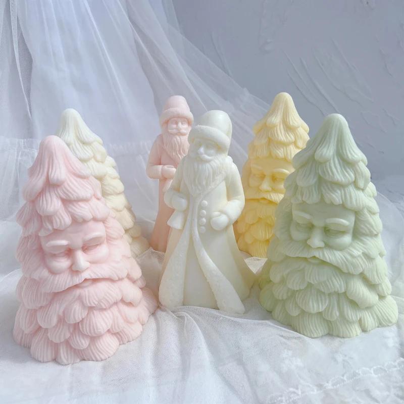 Top Quality Santa Claus Christmas Tree Candle Molds Dinner Cake Silicone Mold Soy Wax Silicone Mould Christmas Home Resin Decor