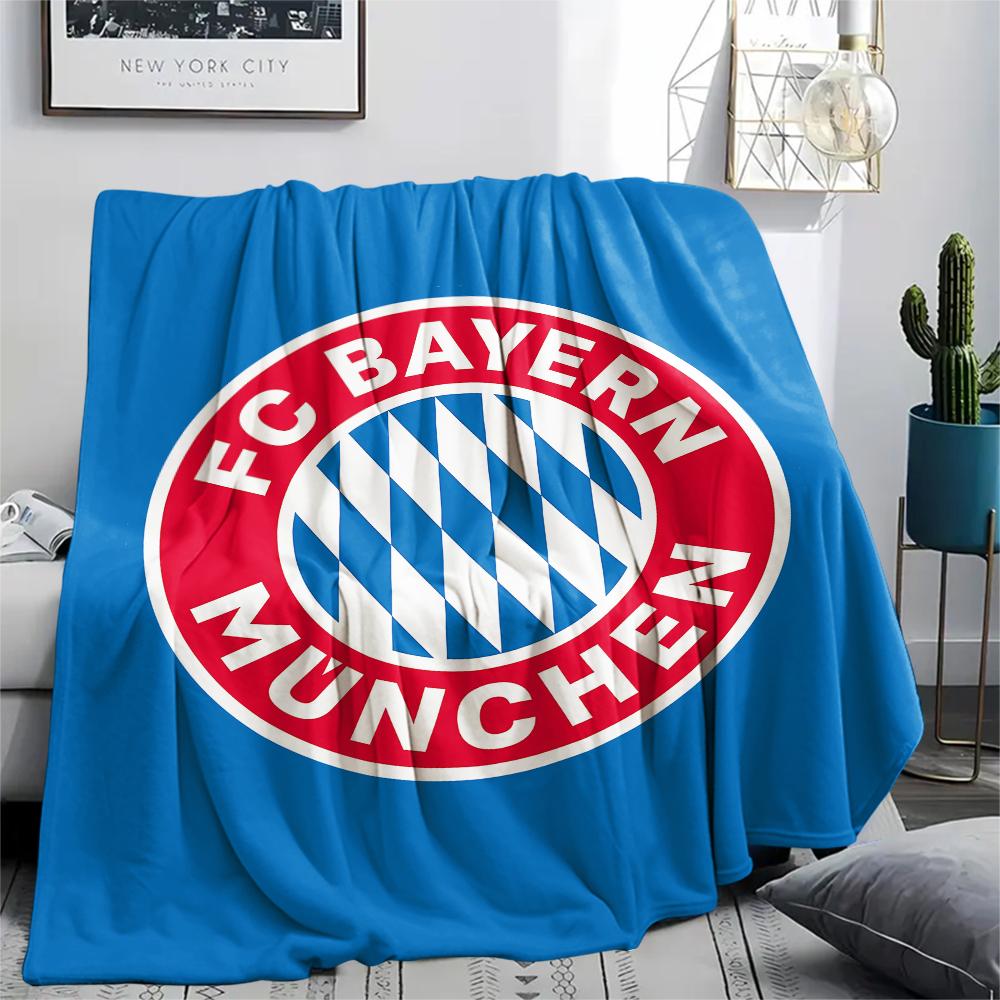 1 szt. Koc flanelowy z nadrukiem FC Bayern Monachium, Wysoka jakość, Na wszystkie pory roku, Wystrój domu, Ciepło i komfort, Idealny na prezenty świąteczne