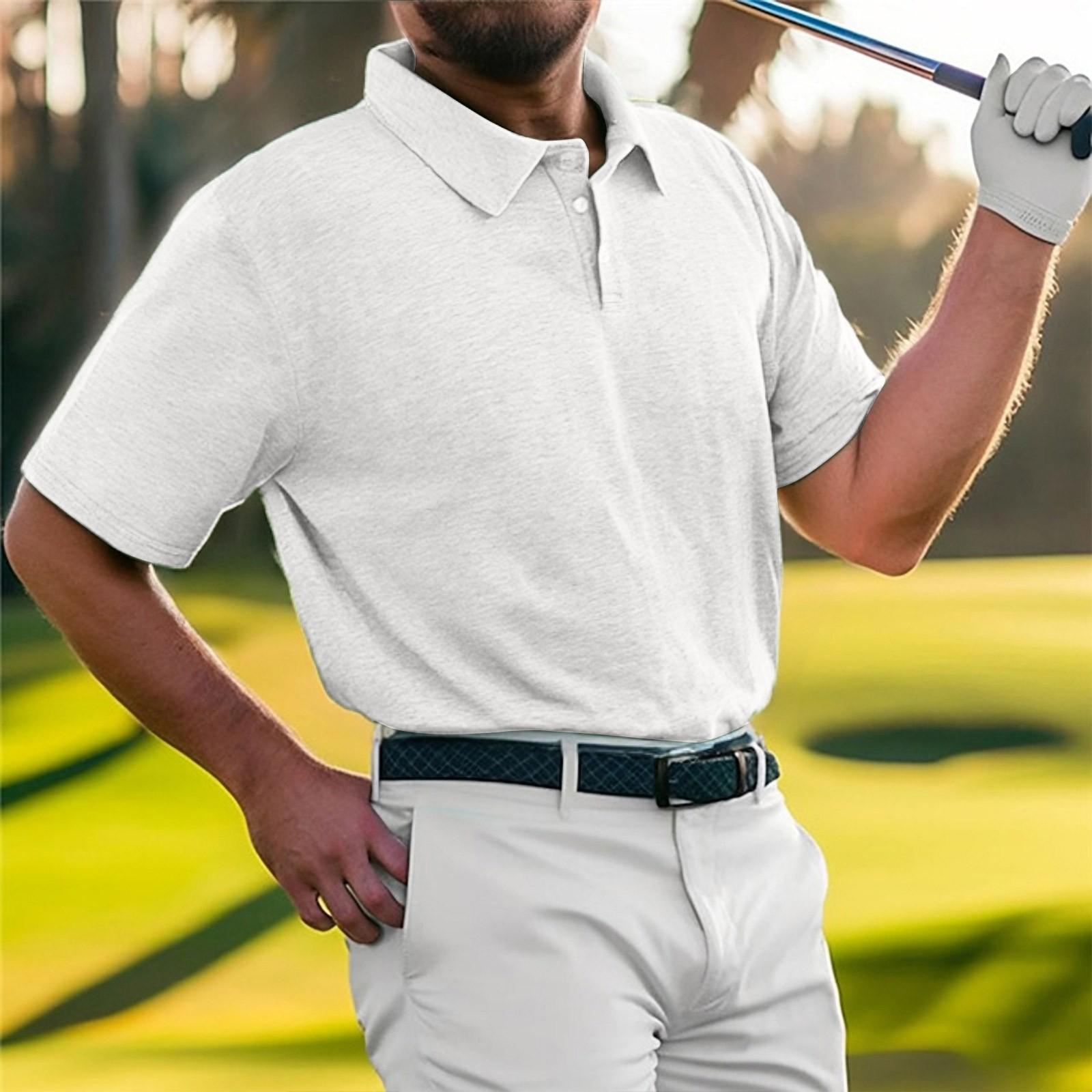 

Мужские рубашки для гольфа, однотонные, с лацканами, короткие рукава XL белый