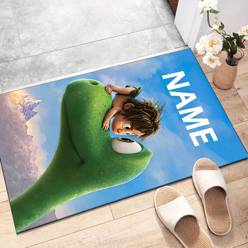 Custom The Good Dinosaur Mat Personalized Name, Polyester Washable Indoor Entryway Rug, Gift for Christmas, Easter, Thanksgiving Day