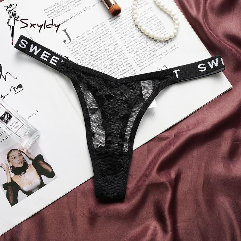 

Женские сексуальные сетчатые трусики-стринги женские с низкой талией и буквенным принтом модные спортивные удобные женские трусы L чёрный