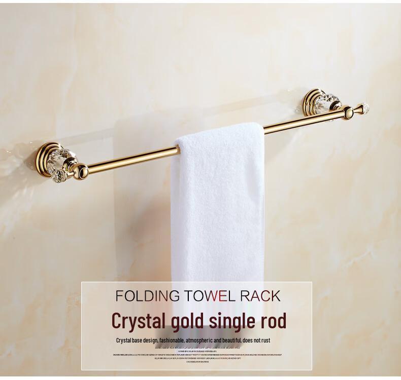 Juego de Toallero Europeo de Cristal Dorado - Herrajes de Baño de Acero Inoxidable
