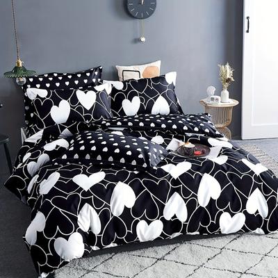Set Biancheria da Letto 3 Pezzi Bianco Nero Cuore d'Amore Stampato 3D Set Copripiumino Accogliente Taglia King Queen Twin Singolo Regalo di Compleanno Decorazione Camera da Letto