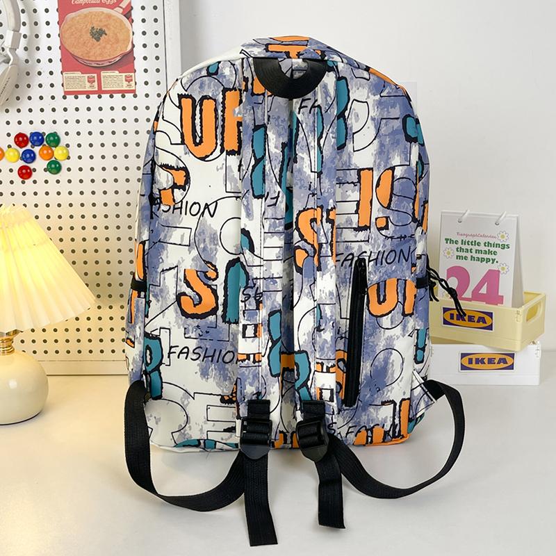 Women Large Capacity Backpack Men's Graffiti Print Backpack Student Schoolbag