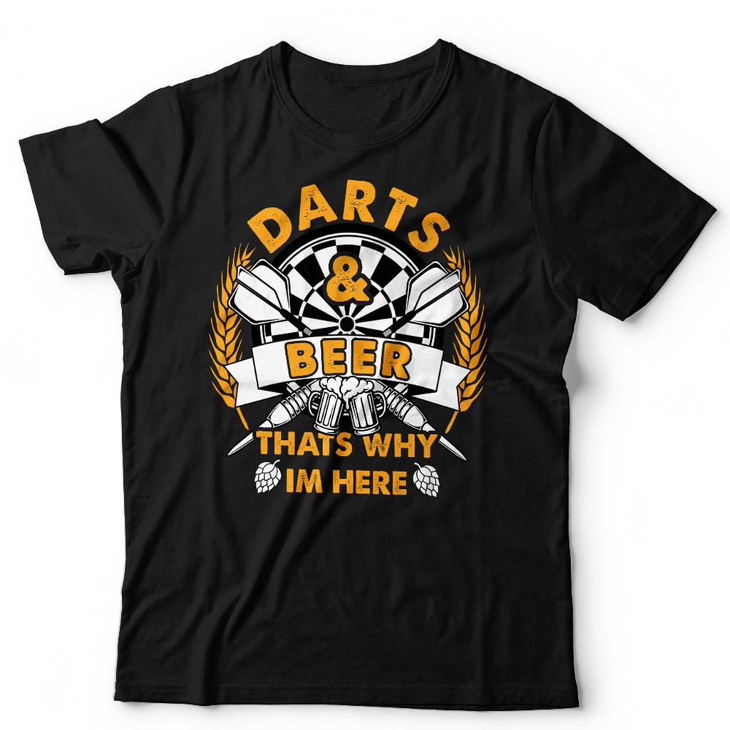 Funny Darts Tshirt Unisex Darts & Beer That's Why I'm Here Lager Pub Bar Gift
