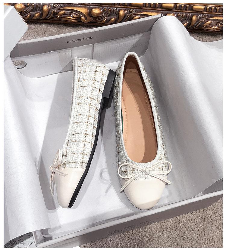 Fashion Mixed Colors Pig Toe Flats Women Round Toe Bowtie Ballets Shoes Ladies Dress Loafers Brand Plaid Ballerina Moccasins Cloth Shoes