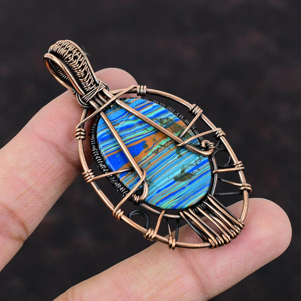 Pendentif arbre de vie arc-en-ciel Calsilica Pendentif enveloppé de fil de cuivre Pendentif en pierre précieuse Pendentif fait main Cadeau pour elle Bijoux enveloppés de fil de cuivre