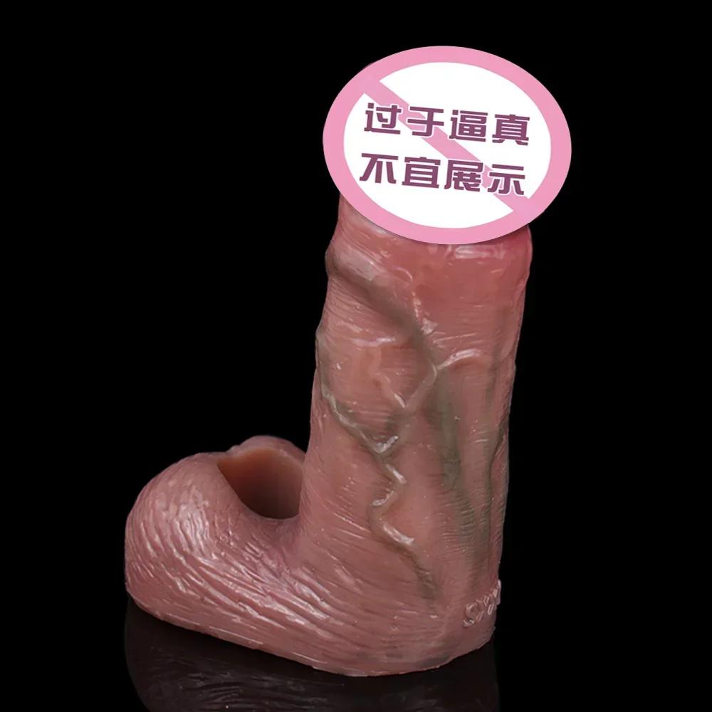 SXXY Reusable Realistic Penis Sleeve with Anti-drop Silicone Cock Enlarge Cover for Men Delay Ejaculation Adult Sex Products