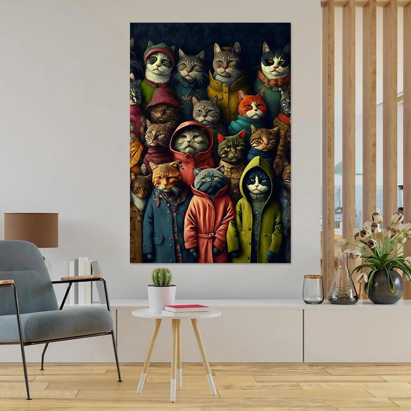 Skupinová fotografie koček Nástěnná výzdoba Obraz na plátně Umění kočky Zvířata Plakáty a tisky Nástěnné obrazy moderního umění pro domácí pokojovou výzdobu