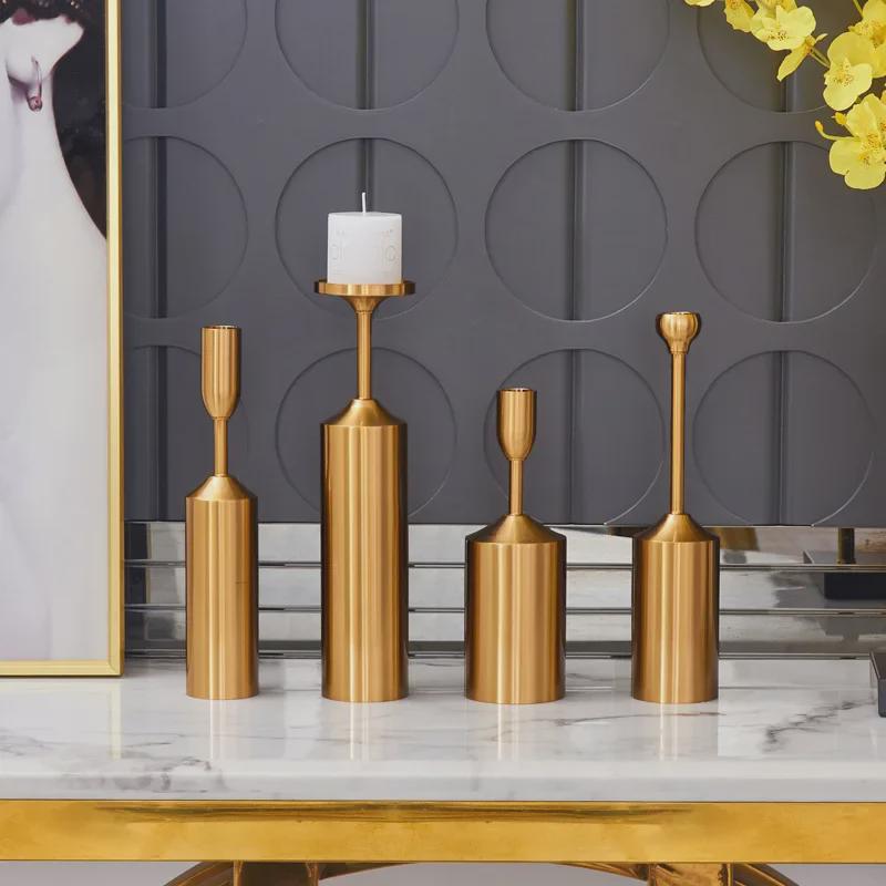 European Metal Candlestick: Electroplated Wedding Decor & Home Candlelight Ornament