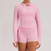 Athletic Womens Colorblock Yoga Jacket With Breathable Nylon Spandex For Running And Fitness