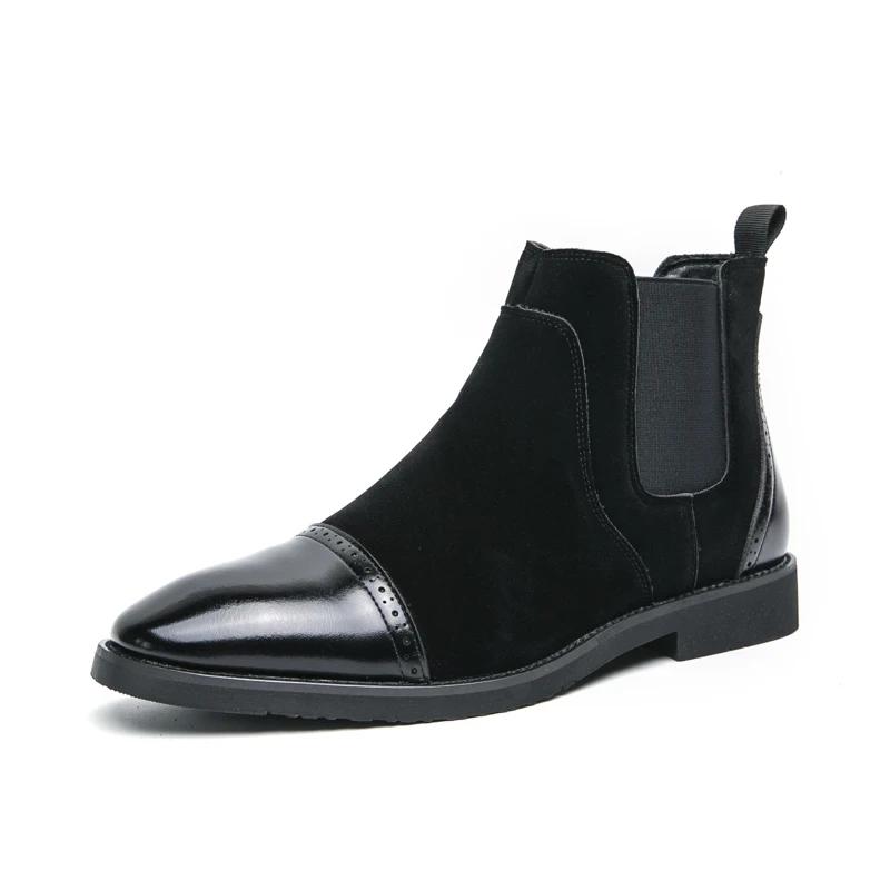 Fashion High Quality Men Formal Ankle Boots Business Casual Men Dress Office Chelsea Boots Male Slip-On Oxfords Luxury Designer Shoes