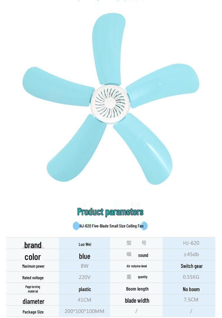 Compact Silent Ceiling Fan for Dorms and Bedrooms