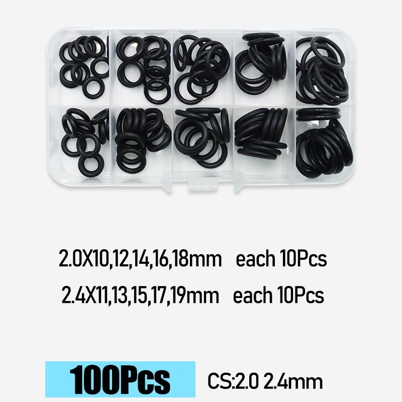 

CS1.0-4.0mm Rubber O Ring High Quality Sealing Washer Balck NBR O-ring Plumbing Gasket Car Air Condition Oil Resistant Oring Kit 100pcs