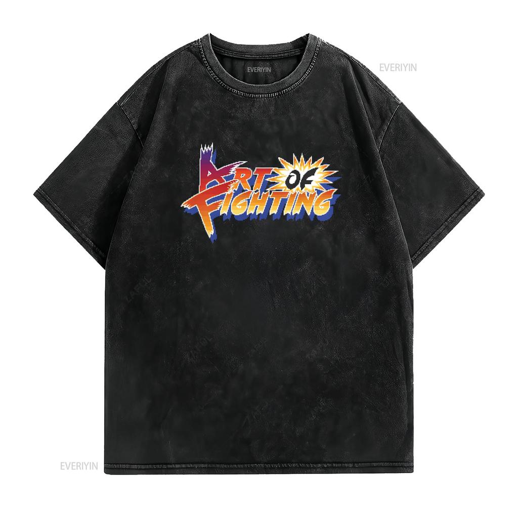 Retro Gaming T shirt Arcade Classic Video Game Art Of Fighting vintage Washed Soft graphic Unisex homme Versatile Slightly