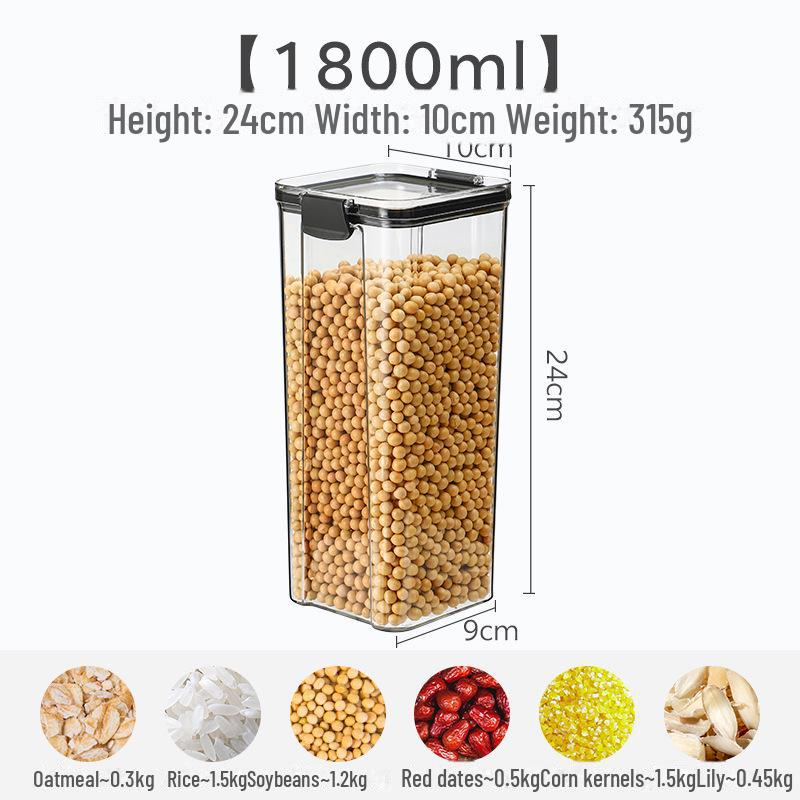 

Утолщенная прозрачная квадратная банка для хранения цельного зерна, закусок и чая