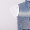 Boys' Korean Style Three-Piece Summer Set: Denim Vest, Stylish Double Pocket, Cool Street Fashion Short Sleeve.