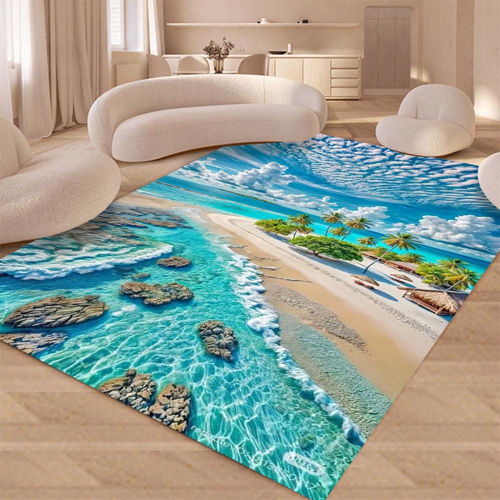 Sea Shell 3D Carpet Dolphin Jump Mat Sea Turtle Home Decoration Coral Reef Door Rug Non-Slip Floor Mat Living Room Decoration